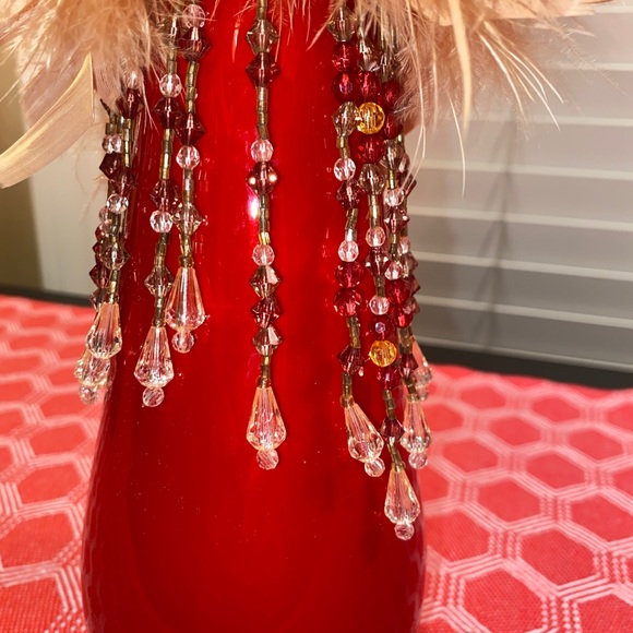 Feathers and Beading Wine bottle adornment - Picture 8 of 16